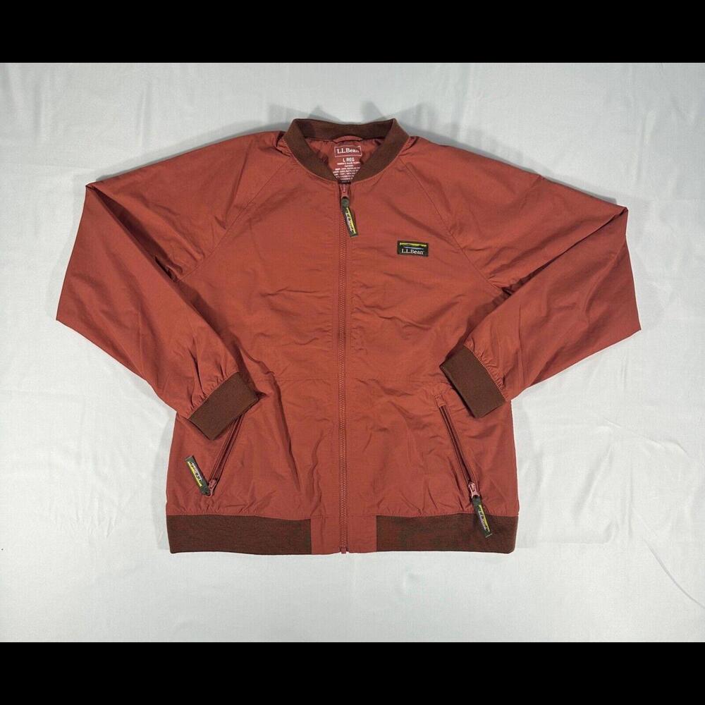 LL BEAN 3-Season Bomber Jacket Fleece Lined Burnt Orange #512691 (Large reg)